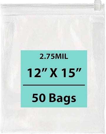 12X15 inches Resealable Poly Bags With Slide Seal 2.75 Mil (LDPE)